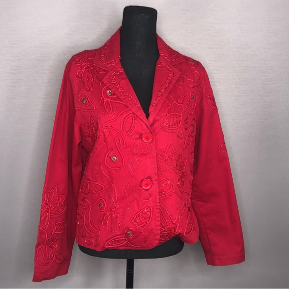 New Direction Embellished Red Jacket. SZ M - Picture 6 of 6